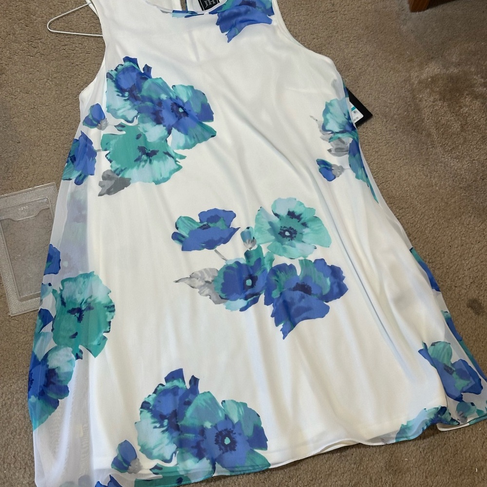 JH Collectibles White and Blue Halter Midi Sundress